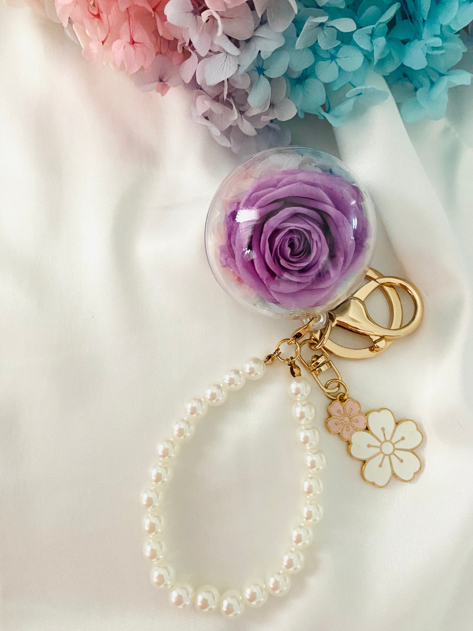 Preserved 2025 rose keychain